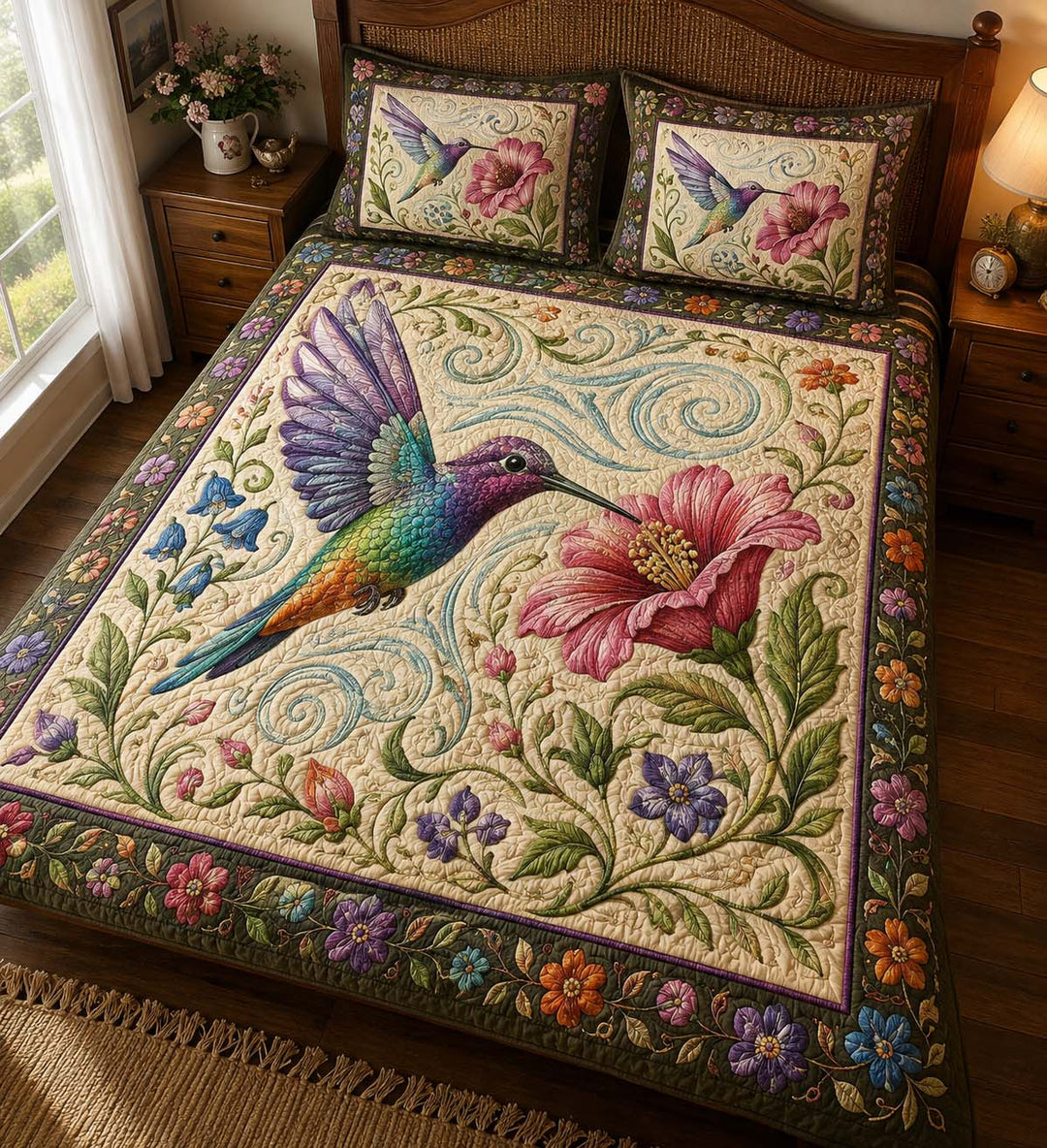 Whimsical Garden Dreams Bamboo Quilt Bedding Set