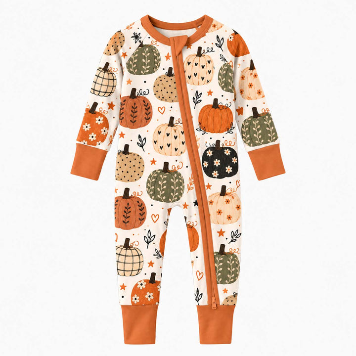 Whimsical Patterned Pumpkins Bamboo Convertible Zippy