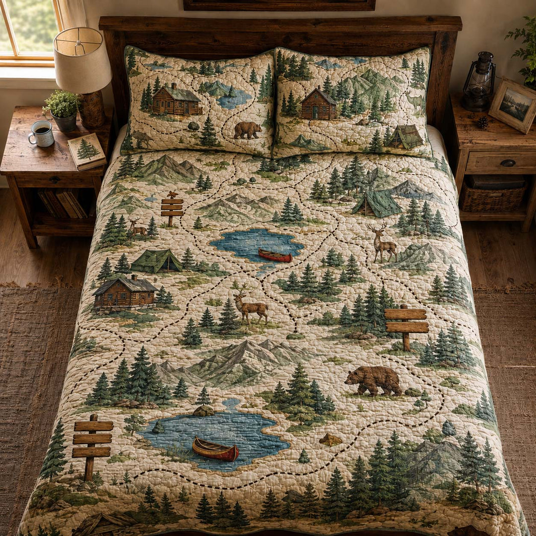 Wilderness Cabin Trails Bamboo Quilt Bedding Set