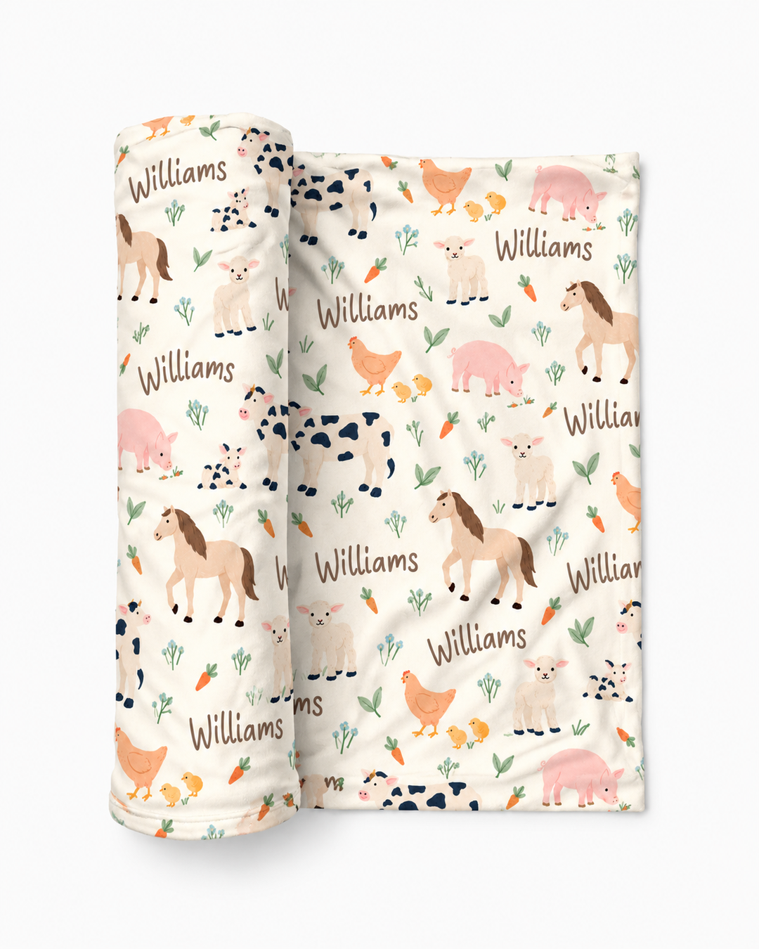 Custom Name Little Farm Friend Bamboo Swaddle Blanket
