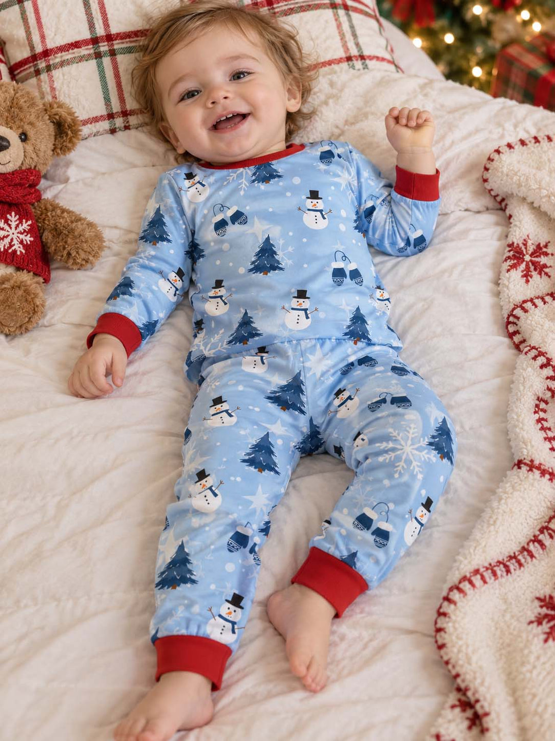 Winter Snowman Wonderland Bamboo Two Piece Long Sleeve Pajama Set