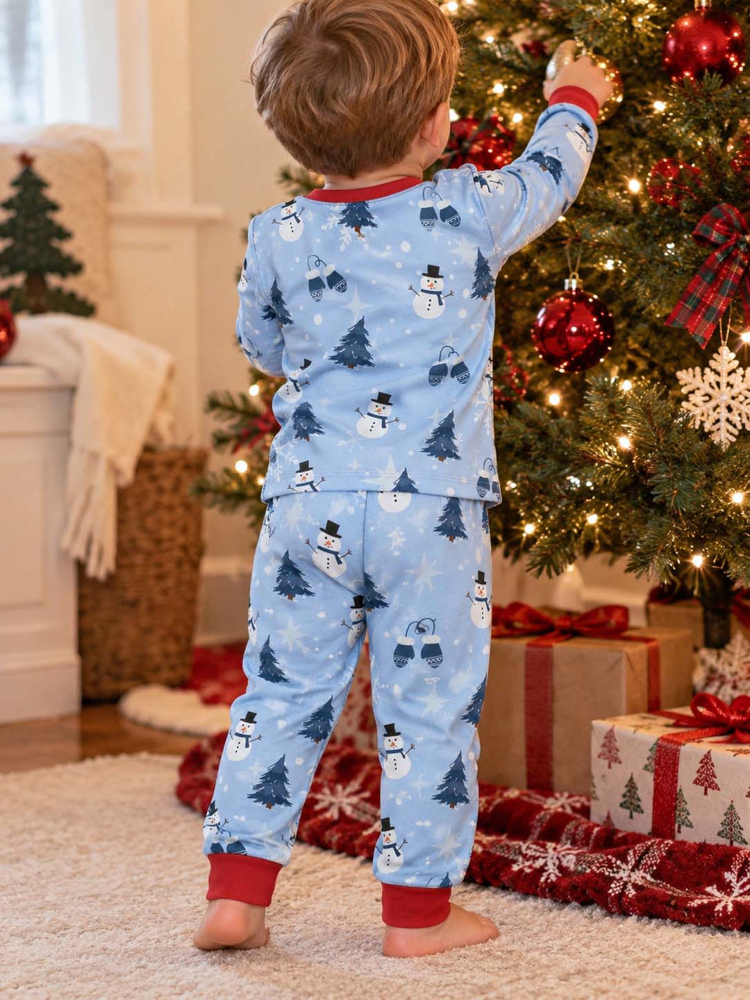 Winter Snowman Wonderland Bamboo Two Piece Long Sleeve Pajama Set