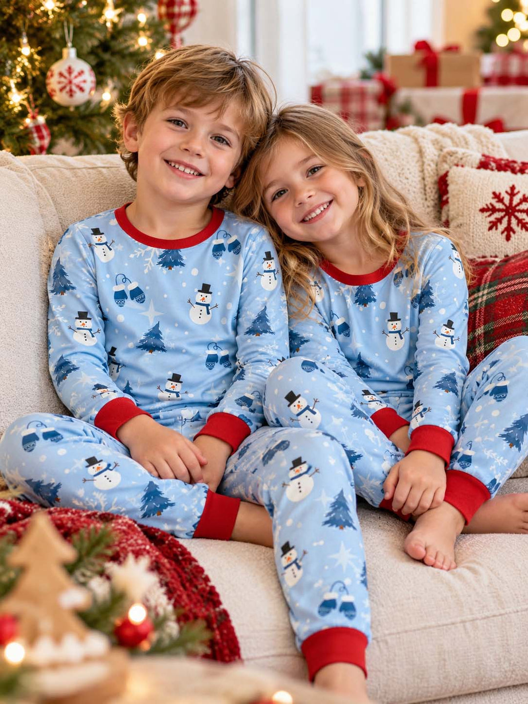 Winter Snowman Wonderland Bamboo Two Piece Long Sleeve Pajama Set