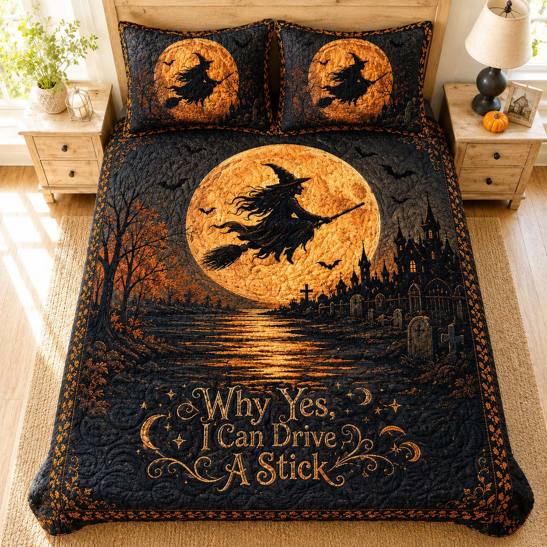 Witch Moonlit Graveyard Bamboo Quilt Bedding Set