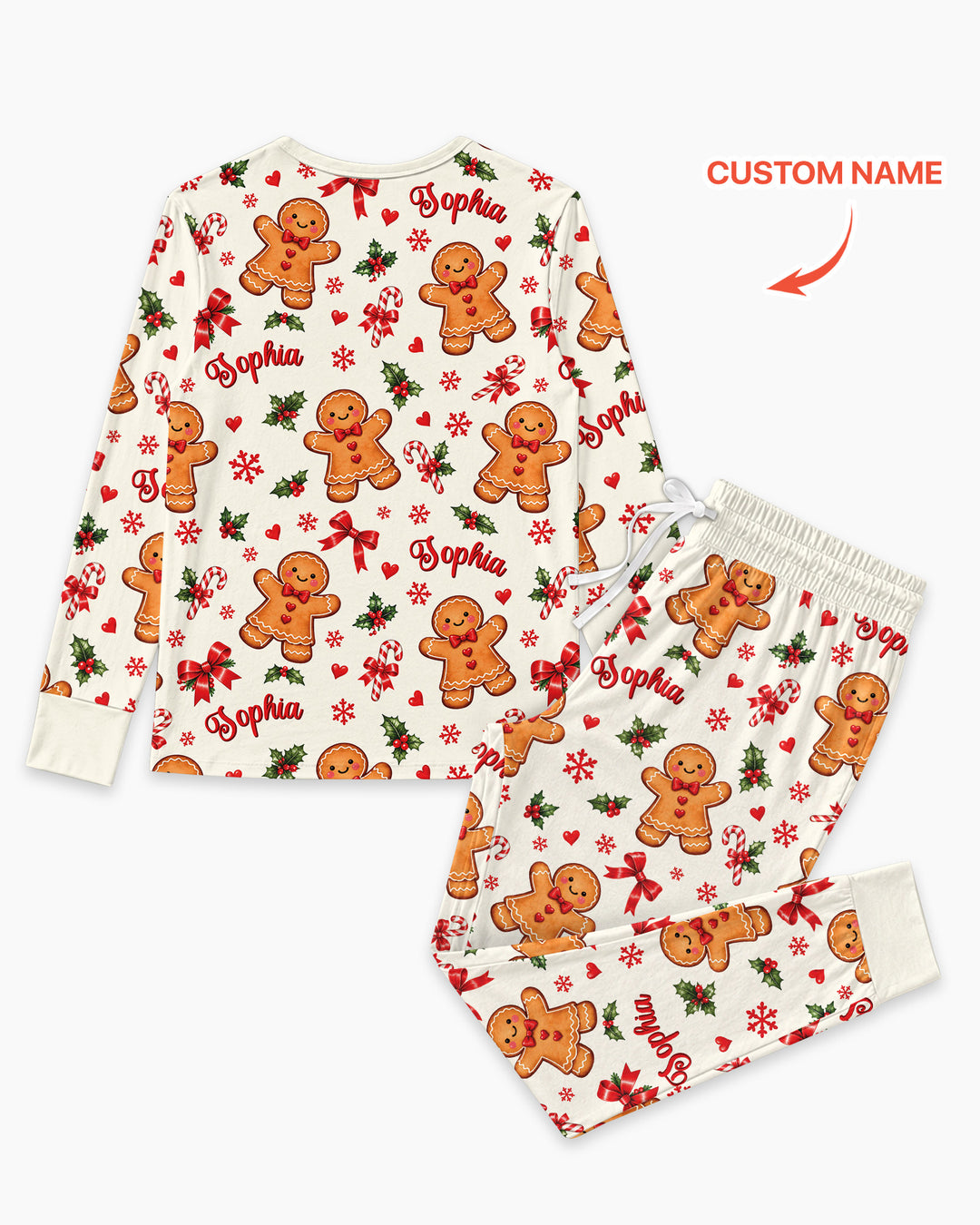 Custom Name Gingerbread Bamboo Women Pajama Set