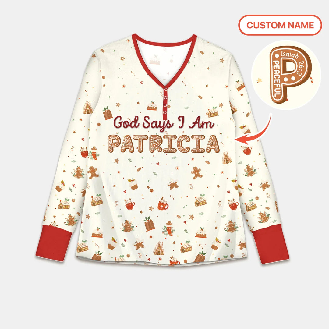 GingerBread God Says I Am Custom Name Women Pajama Set