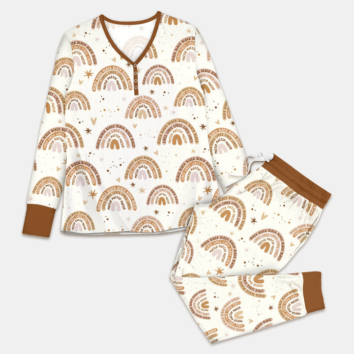 Back Lives Matter Rainbow Women Pajama Set