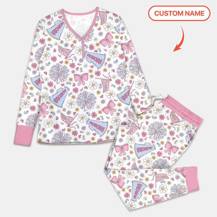 Custom Name Pastel Cheerleader Women Pajama Set