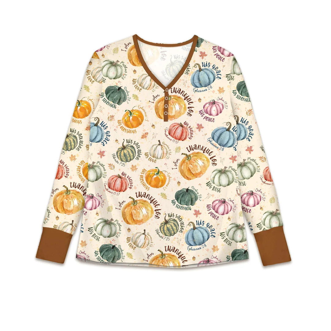 Christian Thanksgiving Custom Women Pajama Set , Christian Thanksgiving Custom Women Pajama Set - Only Shirt / S / Chocolate Brown