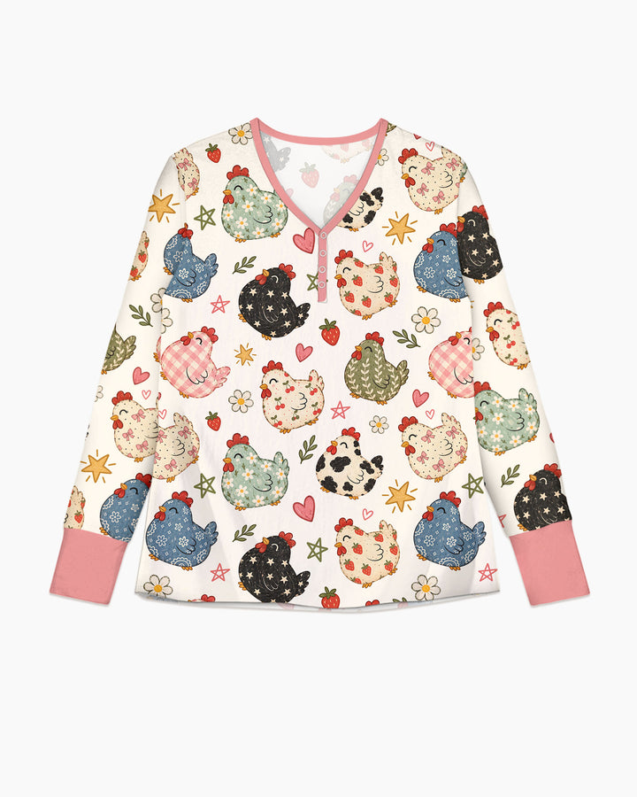 Playful Farm Chicken Bamboo Women Pajama Set
