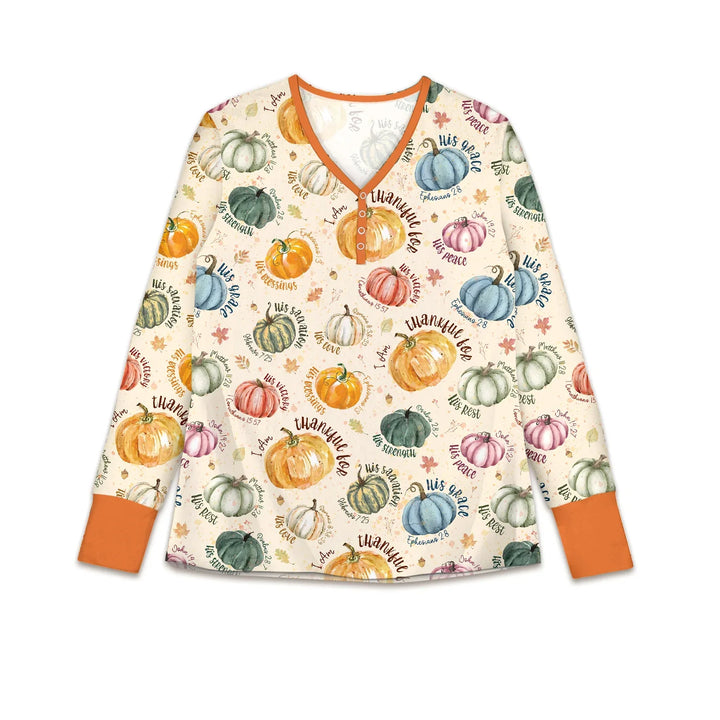 Christian Thanksgiving Custom Women Pajama Set , Christian Thanksgiving Custom Women Pajama Set - Only Shirt / S / Vibrant Orange