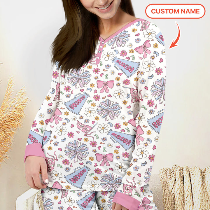 Custom Name Pastel Cheerleader Women Pajama Set