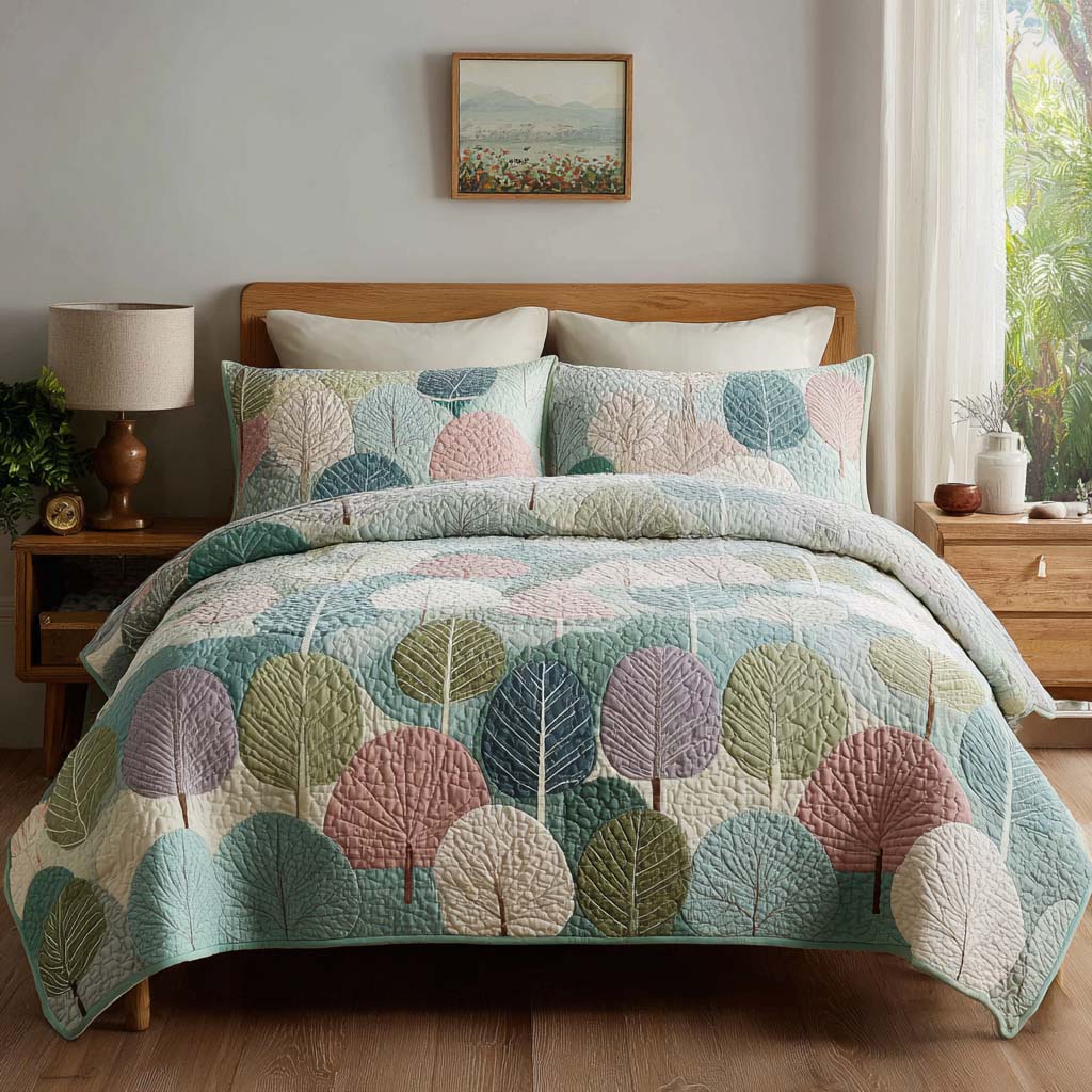 Woodland Leaf Harmony Bamboo Quilt Bedding Set