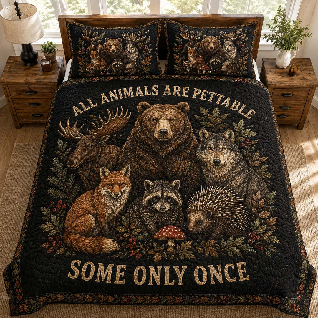Woodland Wildlife Gathering Bamboo Quilt Bedding Set