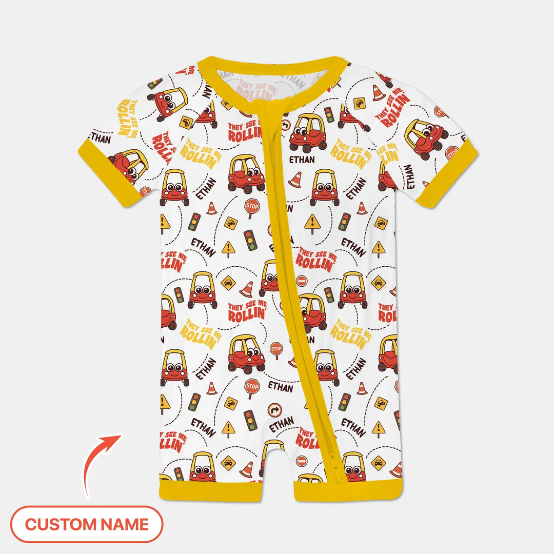 Custom Name They See Me Roliin' Shorty Zippy , Custom Name They See Me Roliin' Shorty Zippy - 0-3M