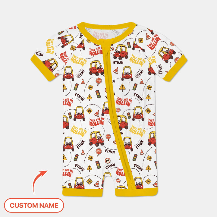 Custom Name They See Me Roliin' Shorty Zippy , Custom Name They See Me Roliin' Shorty Zippy - 0-3M