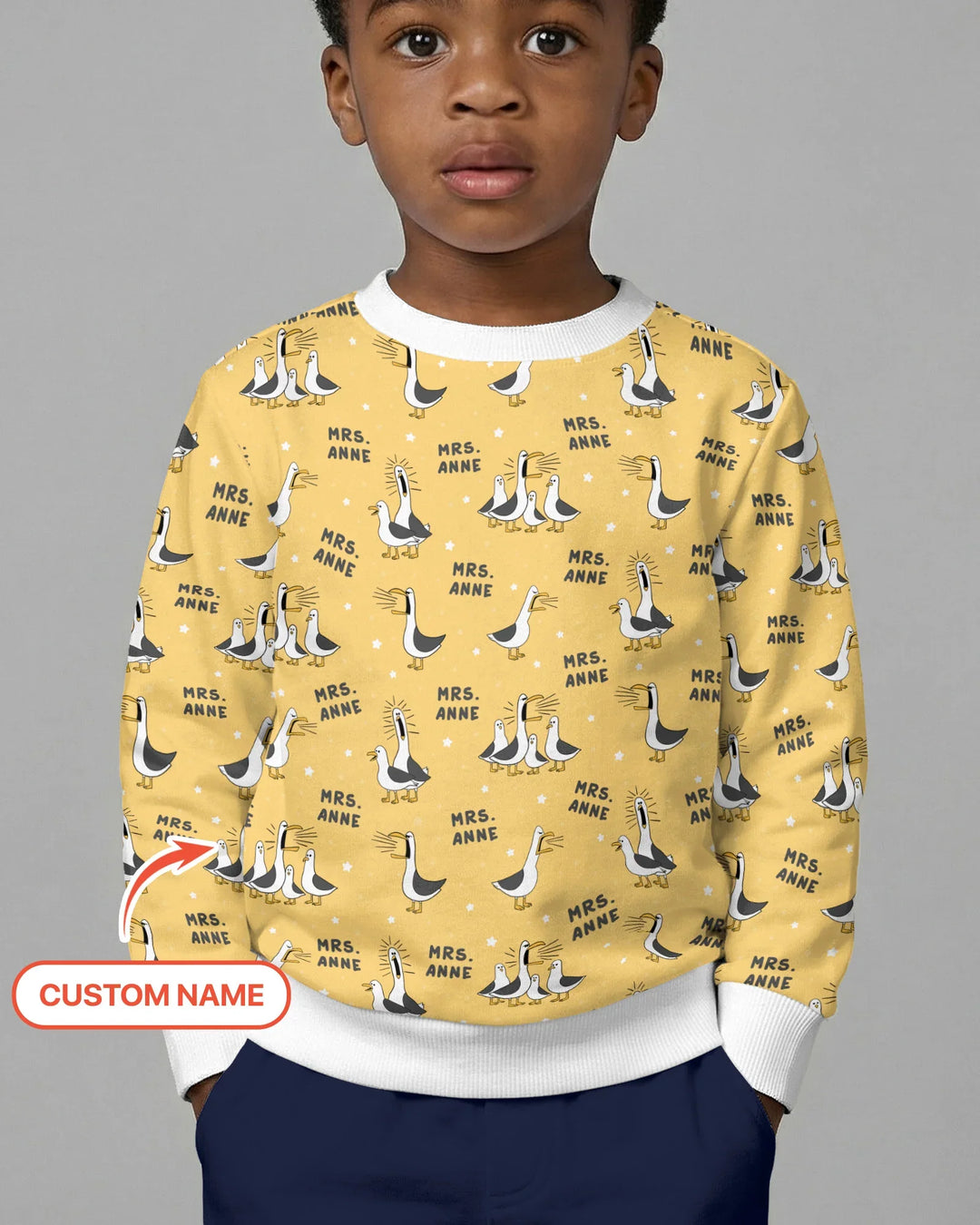 Personalisierter lustiger Möwen-Lehrer-Bambus-Rundhals-Sweatshirt