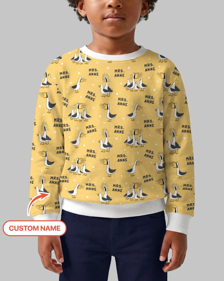 Personalisierter lustiger Möwen-Lehrer-Bambus-Rundhals-Sweatshirt