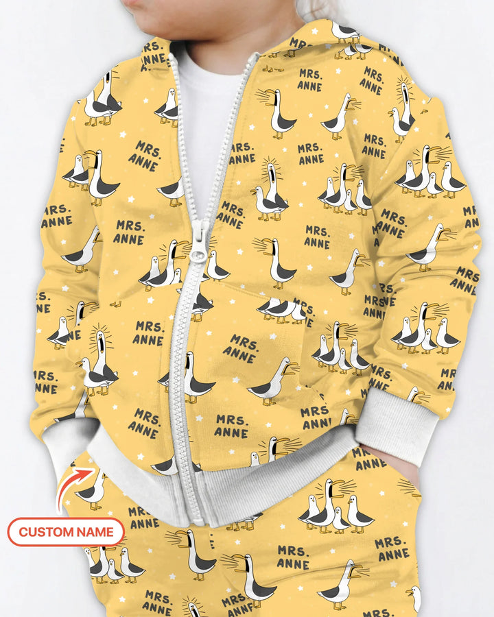 Custom Funny Seagulls Teacher Bamboo Zip Hoodie