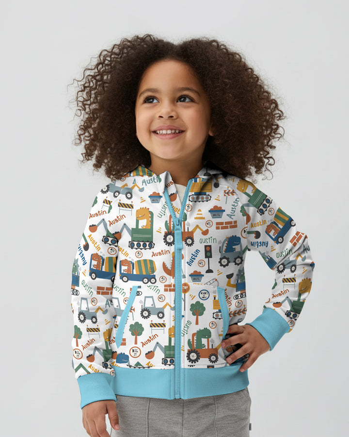 Custom Name Dino Diggers Zip Hoodie