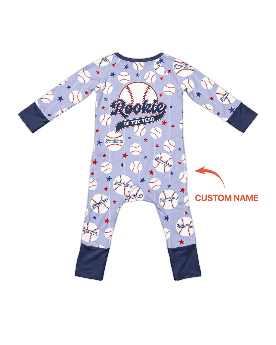 Mameluco convertible de bambú a juego con el nombre personalizado de Rookie of The Year