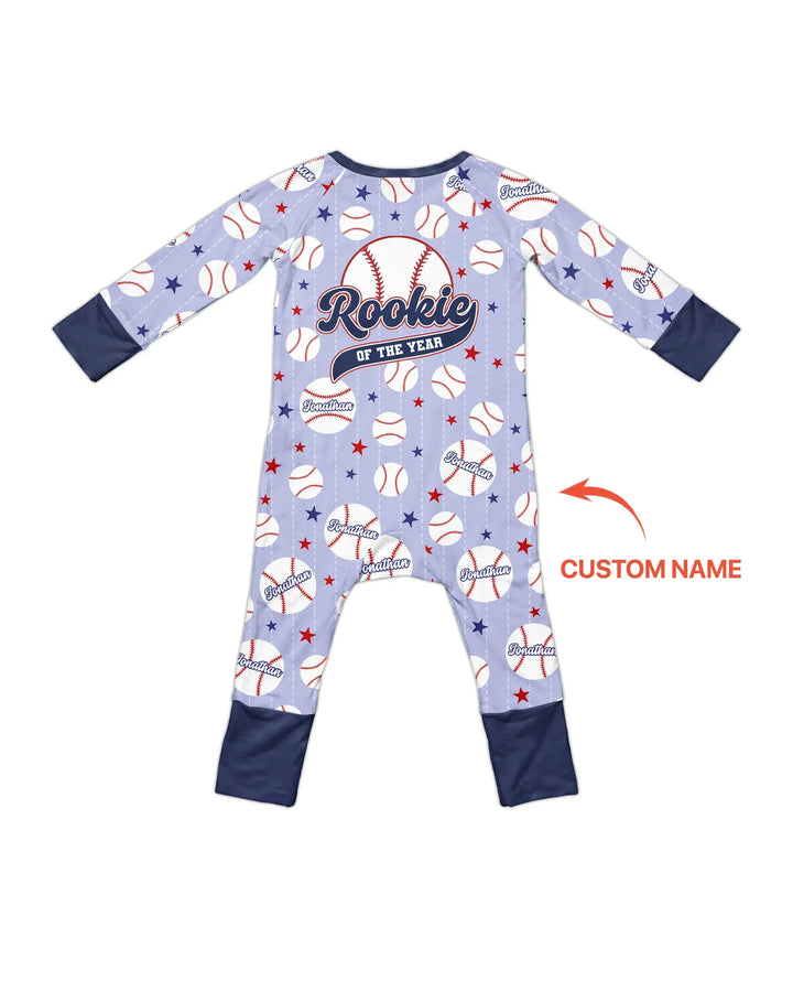 Mameluco convertible de bambú a juego con el nombre personalizado de Rookie of The Year