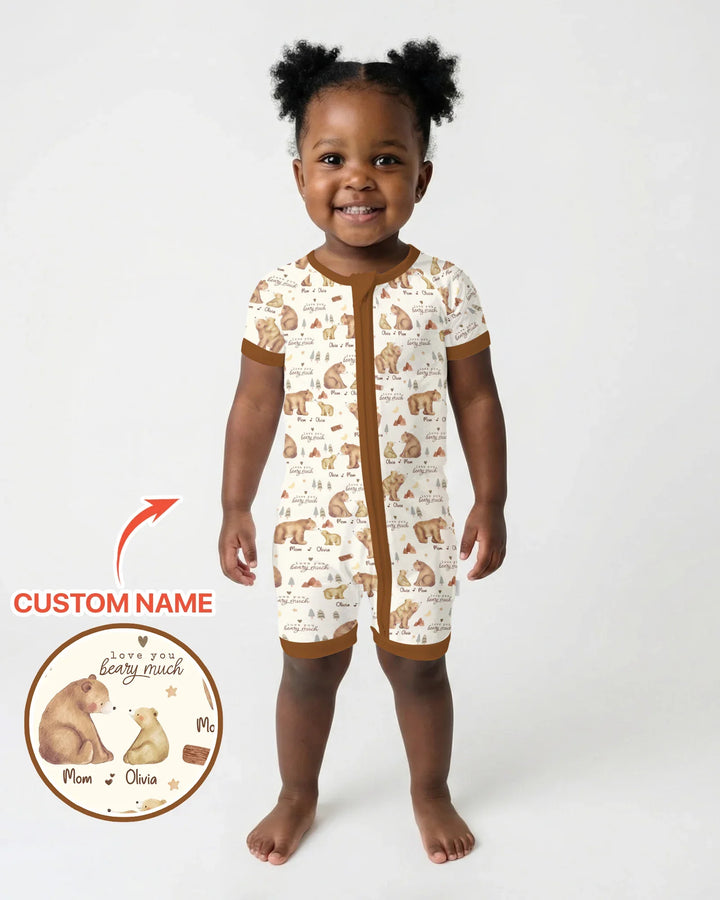Love You Beary Much Mommy & Me Matching Bamboo Shorty Zippy