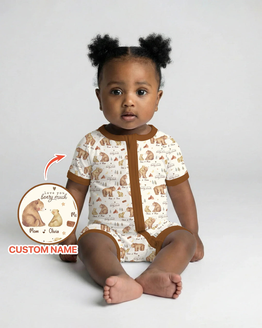 Love You Beary Much Mommy & Me Matching Bamboo Shorty Zippy