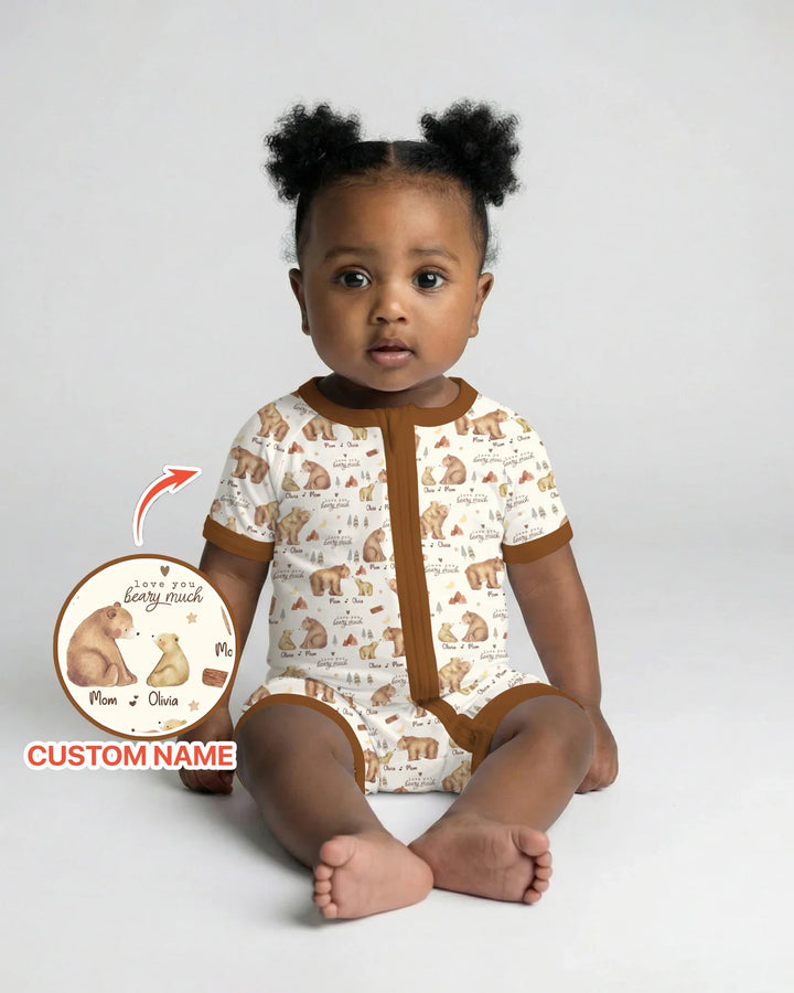 Love You Beary Much Mommy & Me Matching Bamboo Shorty Zippy