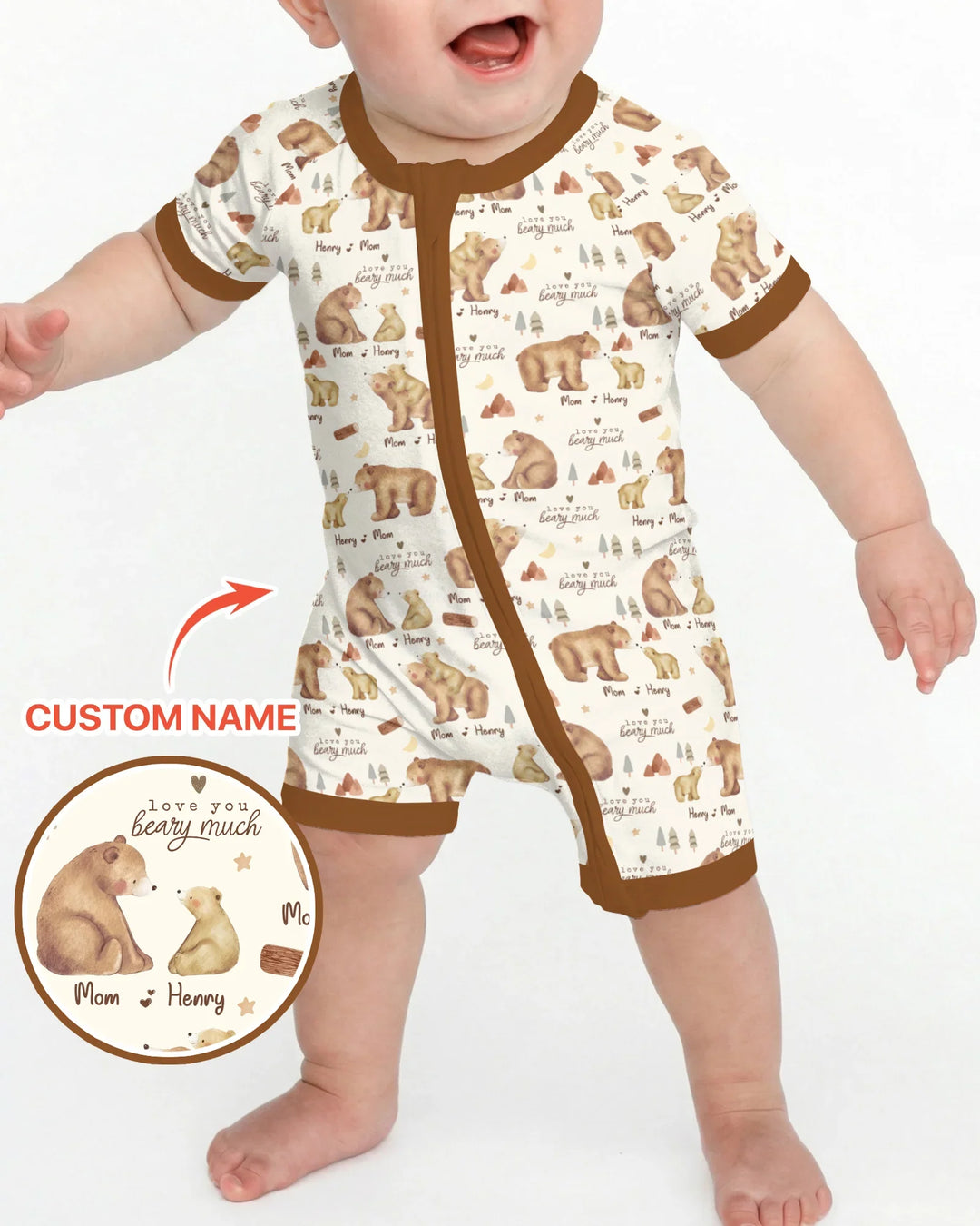 Love You Beary Much Mommy & Me Matching Bamboo Shorty Zippy