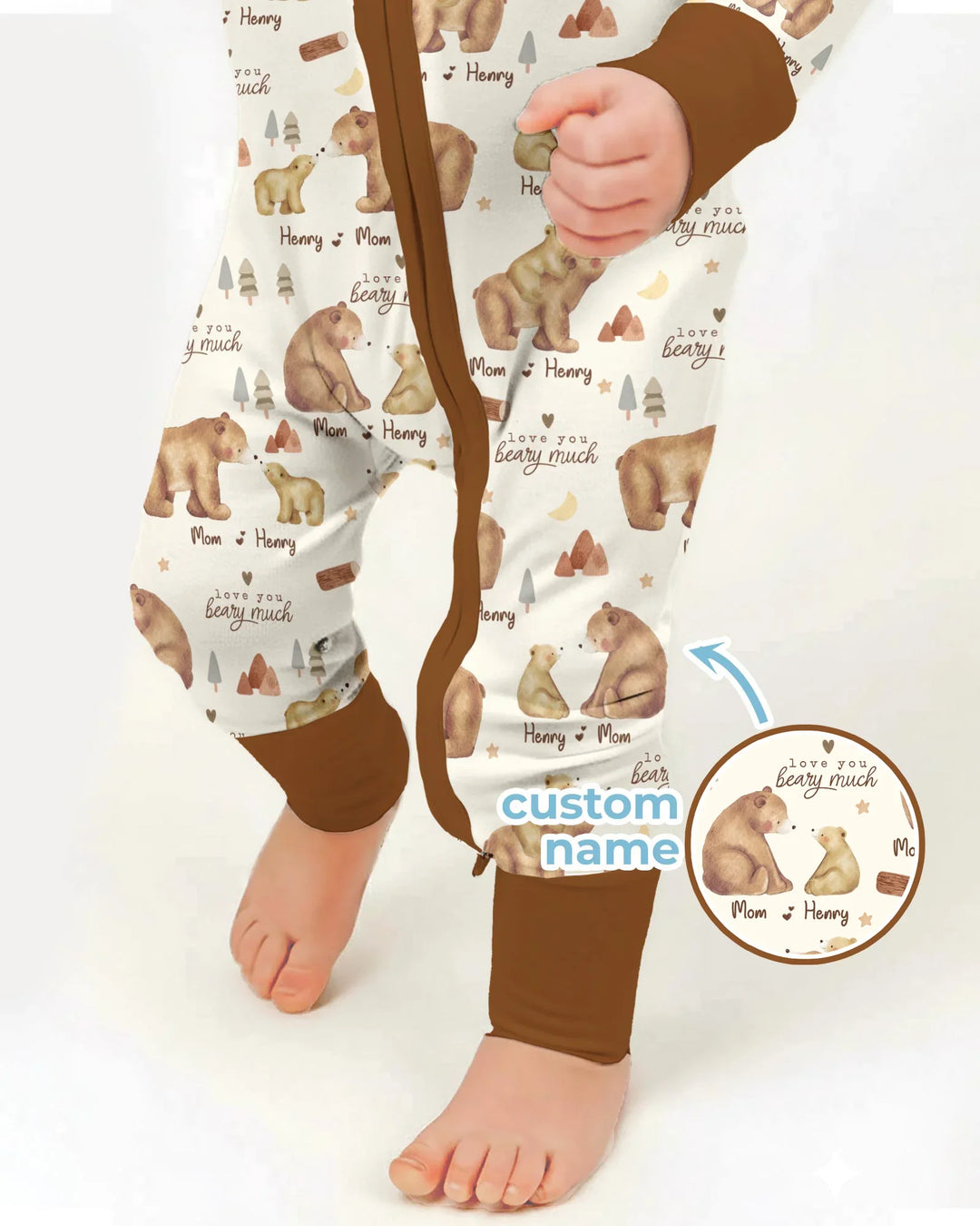 Love You Beary Much Mommy & Me Matching Bamboo Shorty Zippy