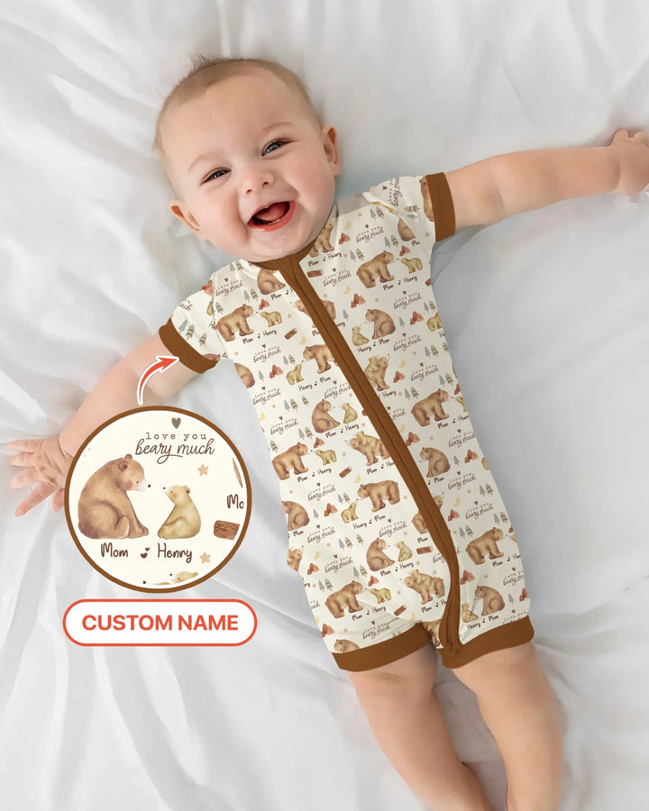 Love You Beary Much Mommy & Me Matching Bamboo Shorty Zippy