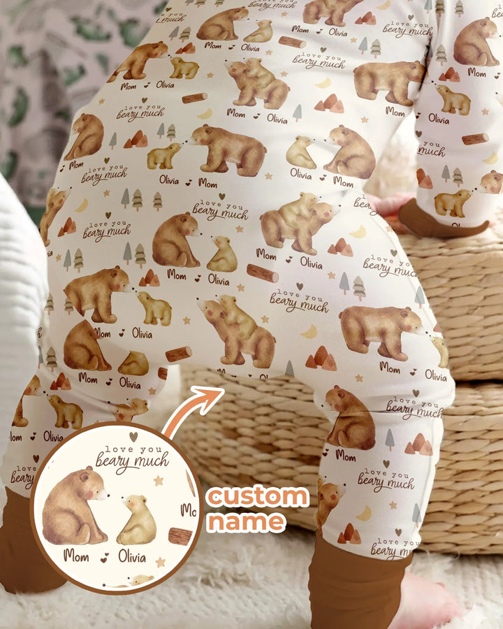 Love You Beary Much Mommy & Me Matching Bamboo Shorty Zippy