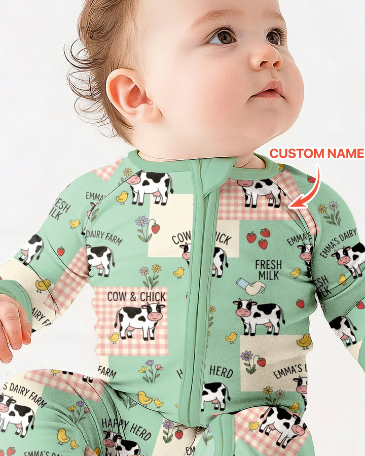 Custom Name Minty Farm And A Tiny Chick Bamboo Convertible Zippy