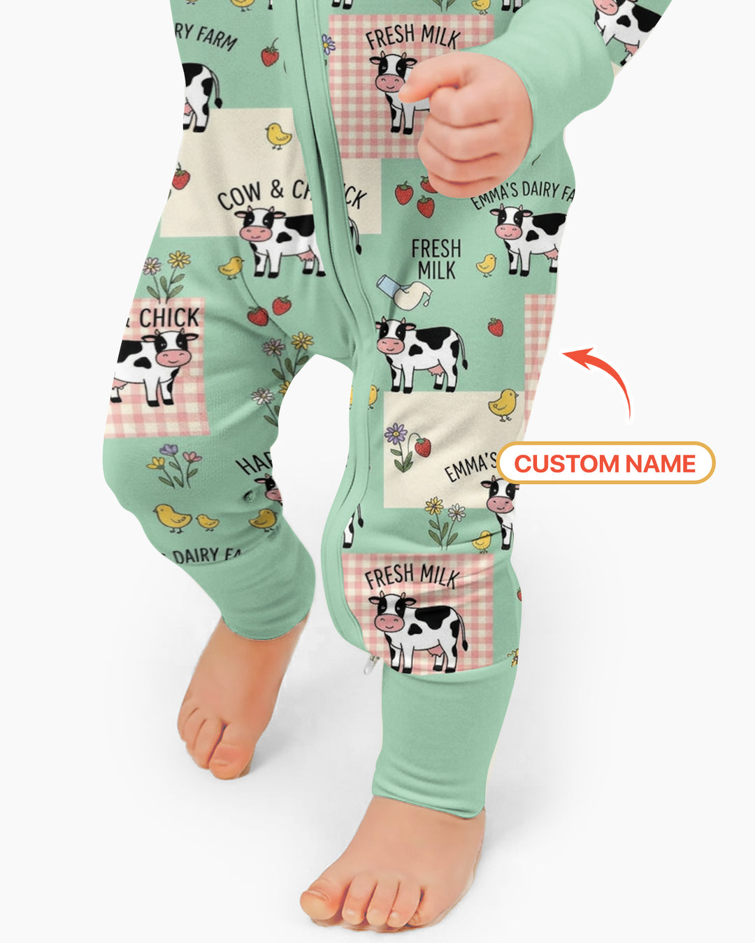 Custom Name Minty Farm And A Tiny Chick Bamboo Convertible Zippy