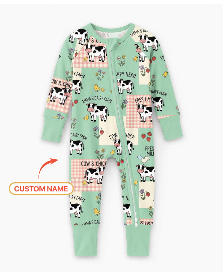 Custom Name Minty Farm And A Tiny Chick Bamboo Convertible Zippy