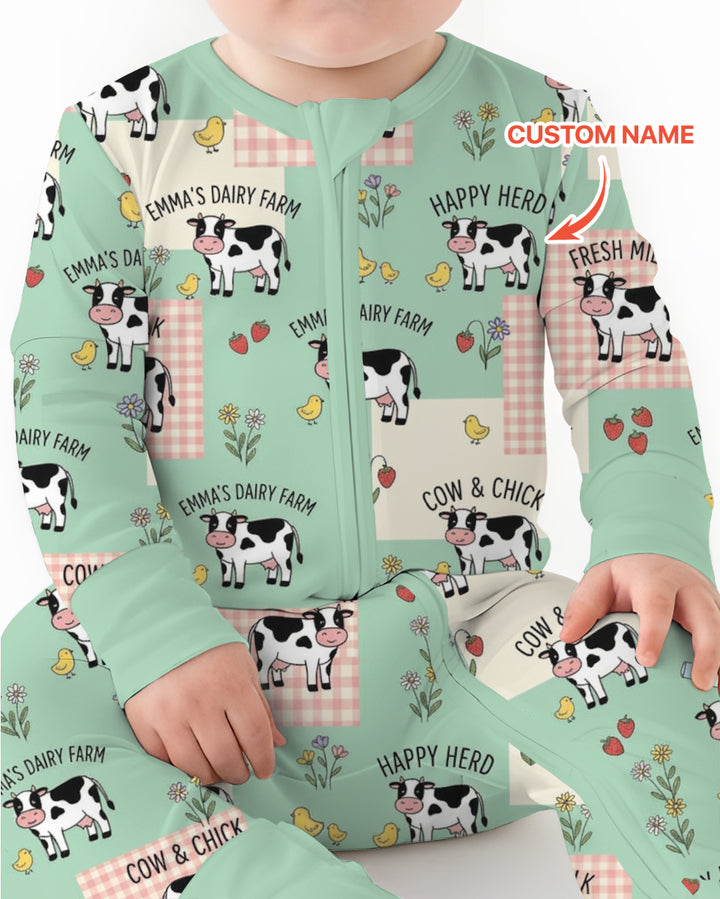 Custom Name Minty Farm And A Tiny Chick Bamboo Convertible Zippy