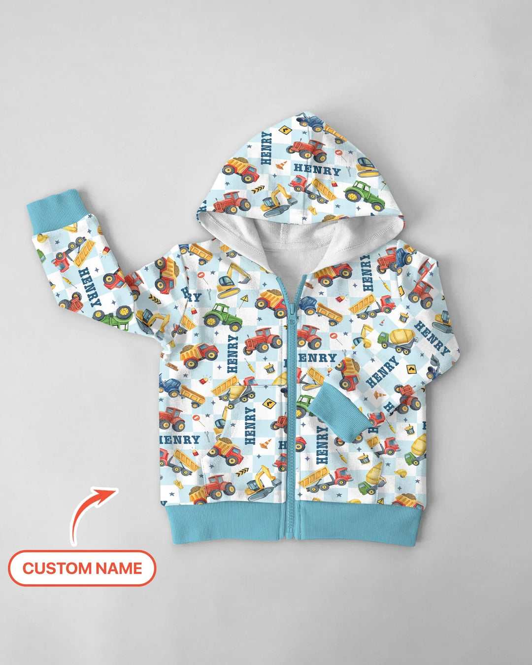 Under Construction Custom Name Zip Hoodie