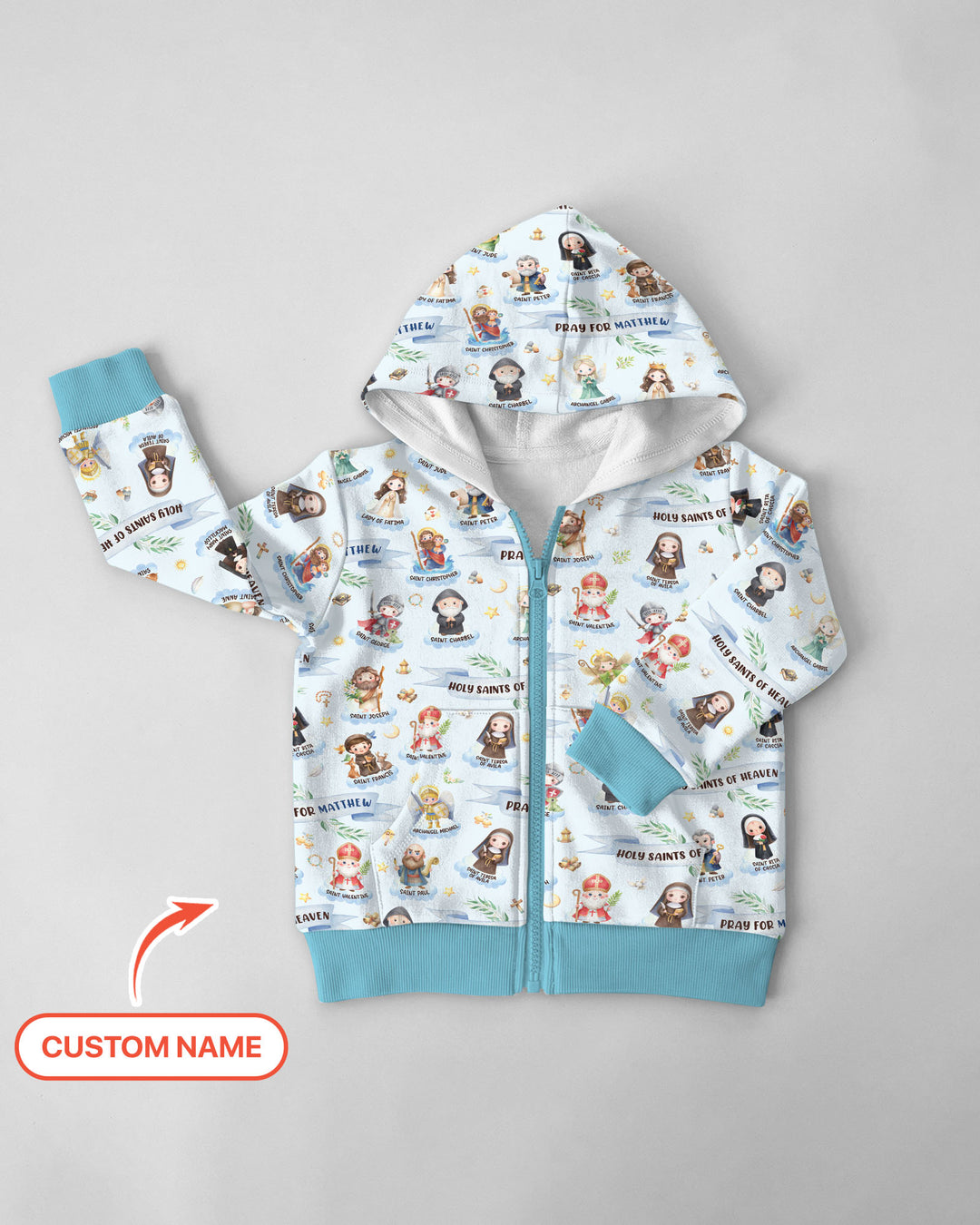 Holy Saints of Heaven Custom Name Zip Hoodie