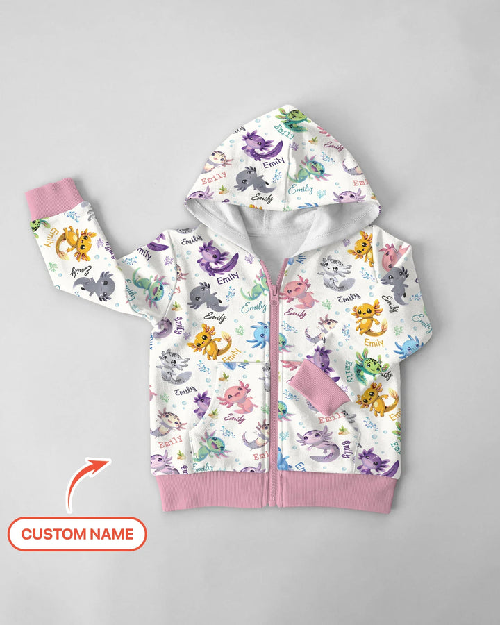 I Love You Axolotl Custom Name Zip Hoodie