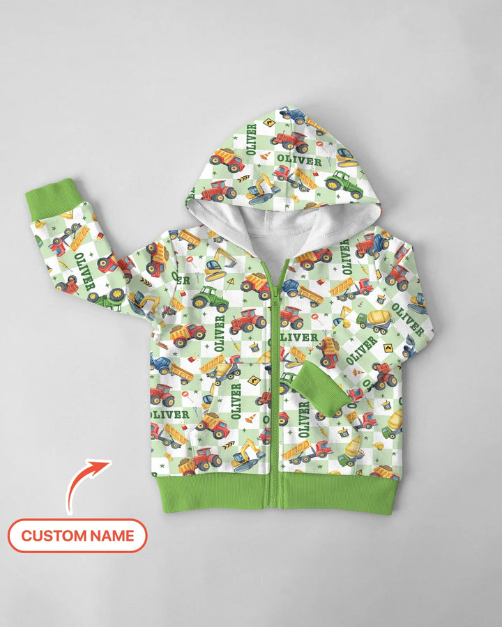 Under Construction Custom Name Zip Hoodie