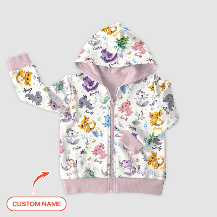 I Love You Axolotl Custom Name Zip Hoodie