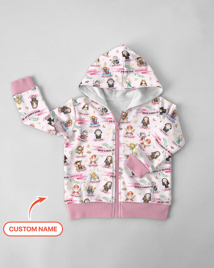 Holy Saints of Heaven Custom Name Zip Hoodie