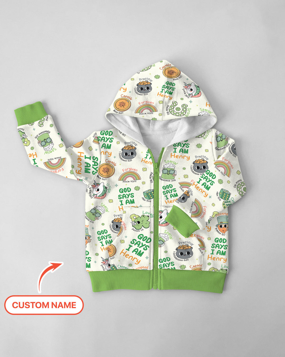 Personalized God Says I Am St. Patrick's Day Family Matching Zip Hoodie