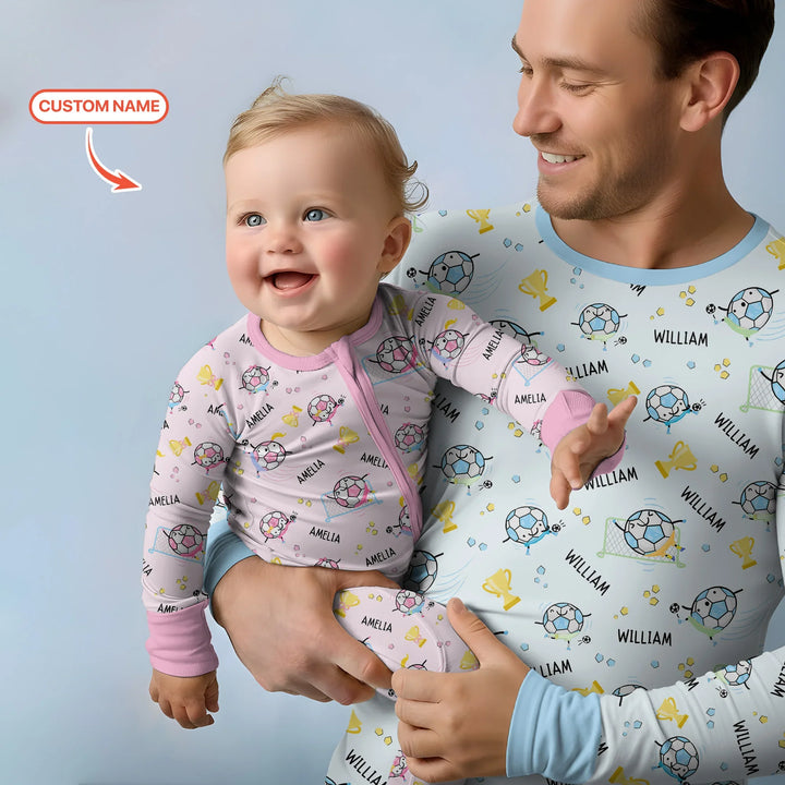 Custom Name Soccer Dad Team Matching Bamboo Men's Pajama Set