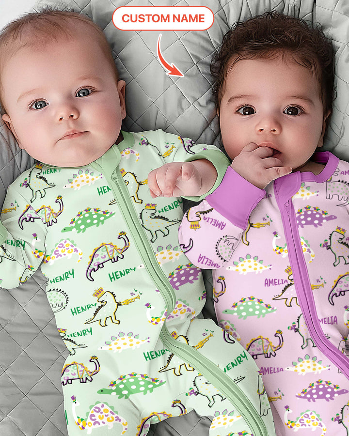 Custom Name Mardi Gras Saurus Convertible Zippy