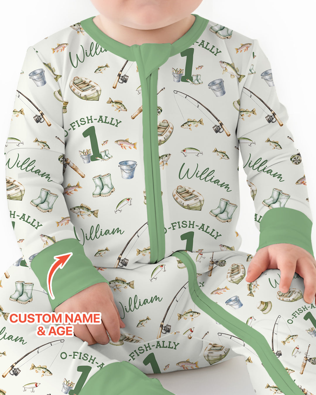 Personalized Fishing Birthday  Bamboo Convertible Zippy