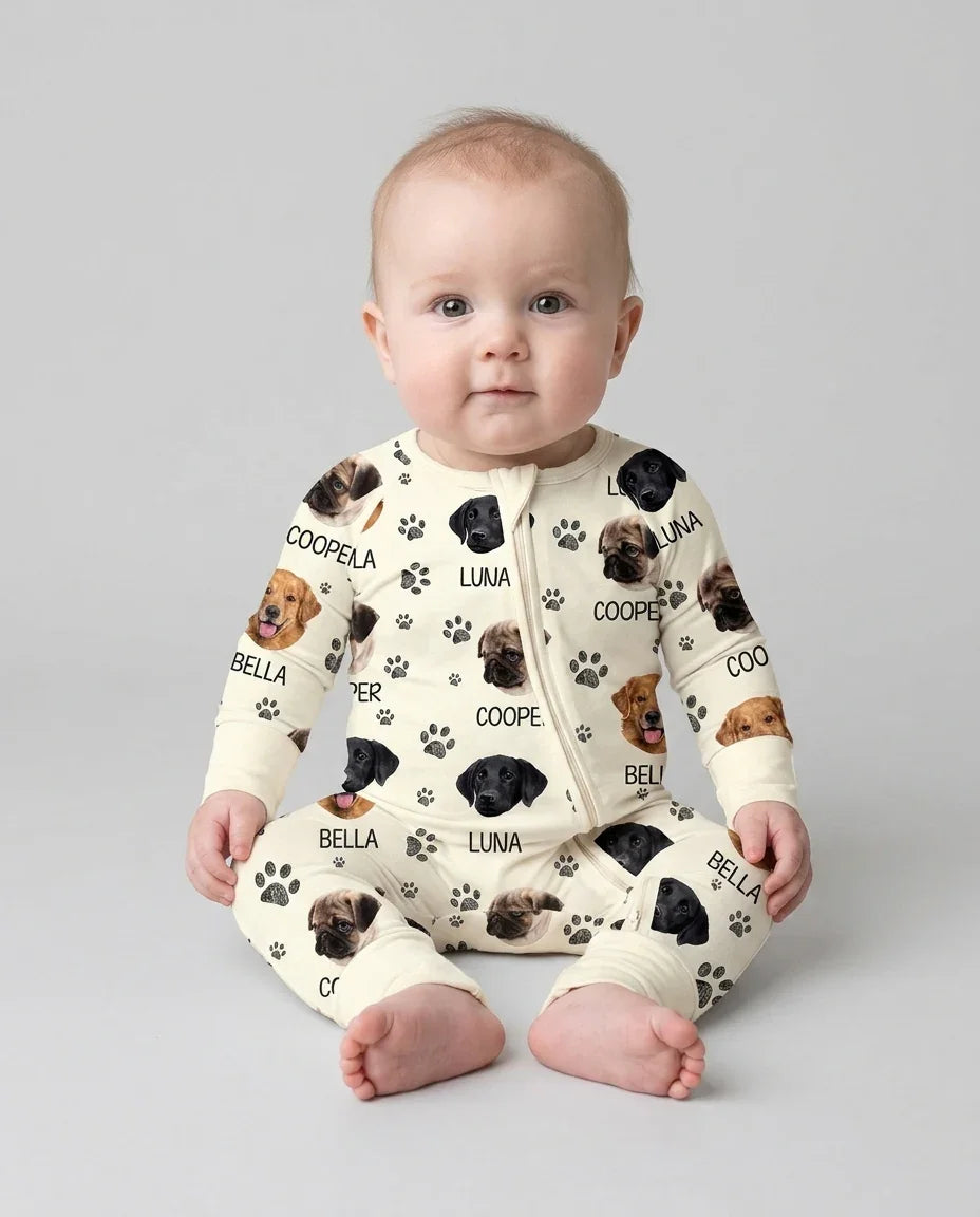 Custom Dog Photo With Paw Bamboo Convertible Zippy