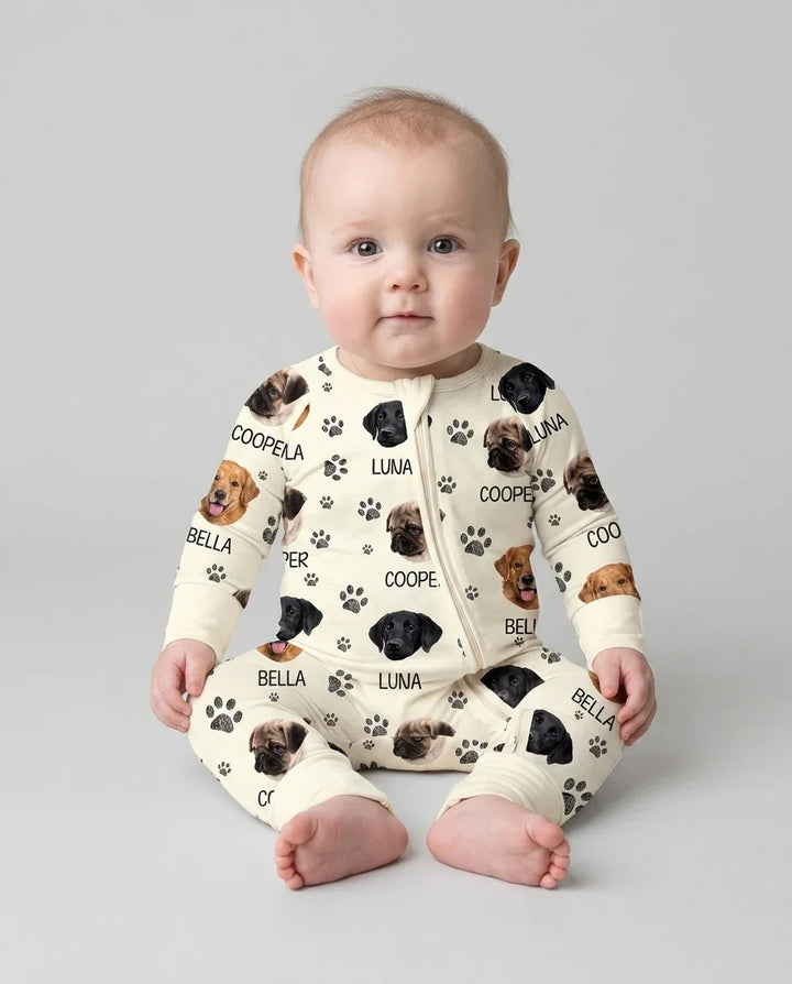 Custom Dog Photo With Paw Bamboo Convertible Zippy