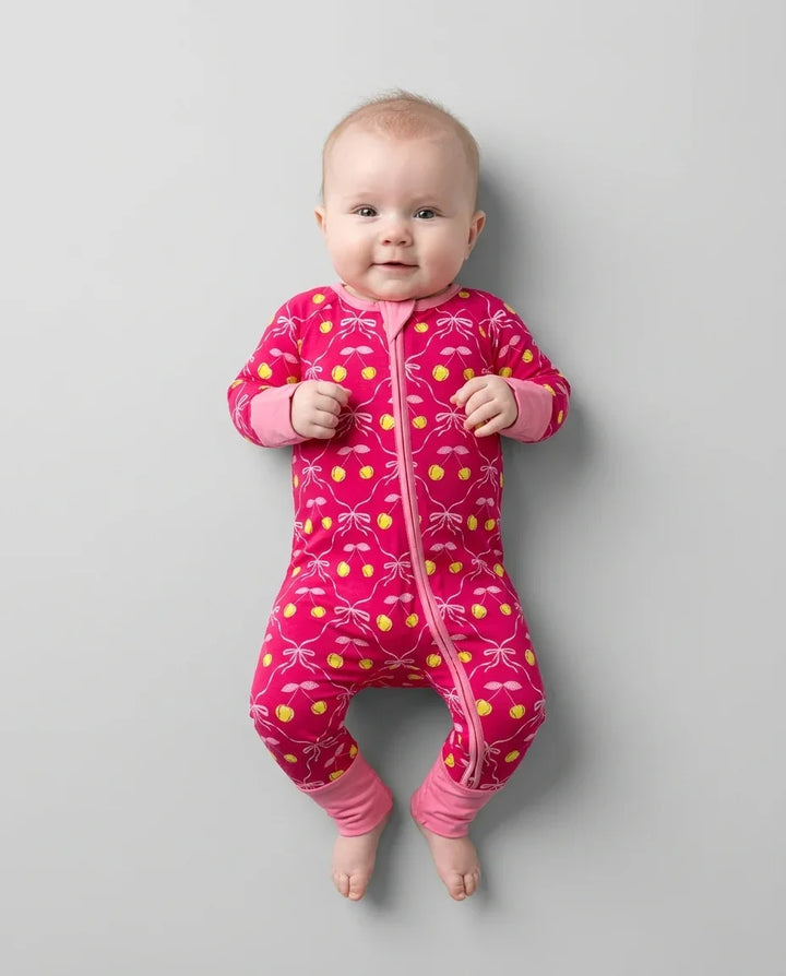 Cherry Baseball Softball Mom and Girl Matching Bamboo Convertible Zippy